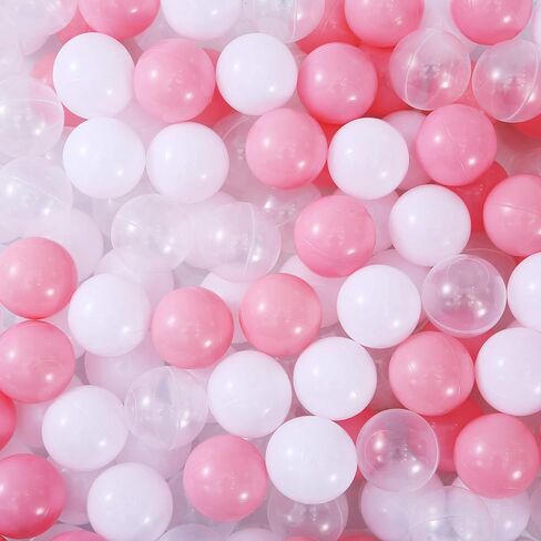 Ball Pit Balls for Kids, 100 pcs 2.15 Inches Small Size Thicken Soft Plastic Crush Proof Ball Pit Balls BPA Phthalate Free Baby Toddler Toy Ball with 3 Color White Clear and Pink in Saudi Arabia