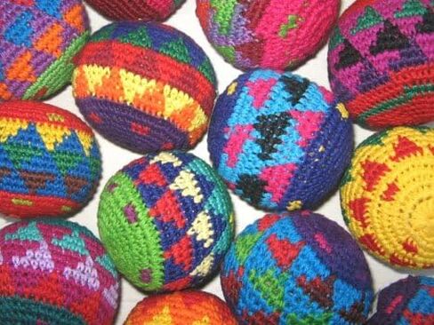 Funny Guy Mugs Footbag Set (3 Pack) – Handmade in Guatemala Crochet Hacky Kick Sack Balls – Footbag Juggling Balls for Outdoor Play, Party Games & Coordination Training in Saudi Arabia