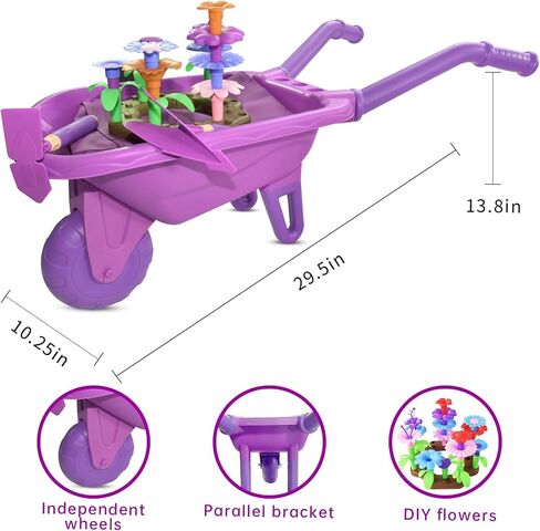 16Pcs Kids Gardening Tools Outdoor Toys Set Backyard Play with Wheelbarrow, Apron, Watering Can and More Educational STEM Learning Pretend Toys Outdoor Indoor for Toddlers Kids Boys Girls in Kuwait
