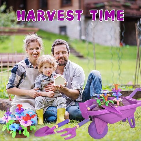 16Pcs Kids Gardening Tools Outdoor Toys Set Backyard Play with Wheelbarrow, Apron, Watering Can and More Educational STEM Learning Pretend Toys Outdoor Indoor for Toddlers Kids Boys Girls in Kuwait