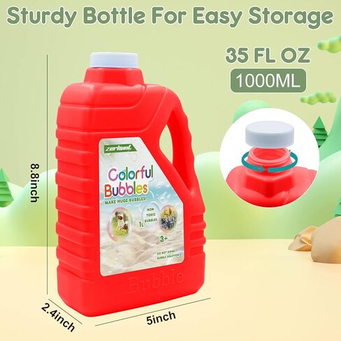 Zerhunt Bubble Solution Refill 33.8 OZ: Bubble Concentrate Solution for Bubble Machine| Bubble Solution Refill for Giant Bubble Wand, Bubble Gun Blower, Birthday Party Favors Wedding(Red) in Kuwait
