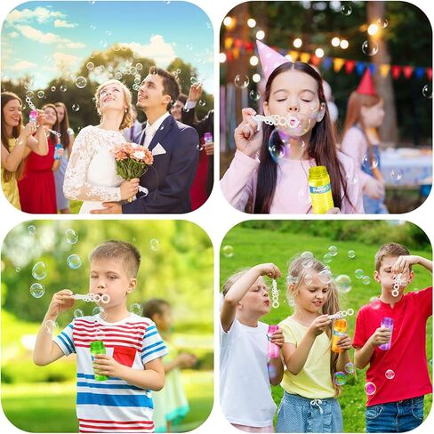Shemira 24 Pcs Bubble Bottles with Wand, Bubbles Party Favors for Kids, Blow Bubbles Solution Summer Toy, Birthday Party Supplies, Outdoor & Indoor Activity, 4oz Bubble Solution, 6 Assorted Colors in Kuwait