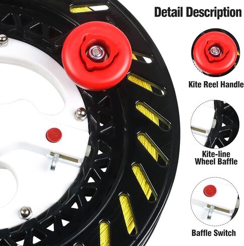 Kizh Kite Reel Winder، طائرة ورقية خط اللفاف بكرة مقبض عجلة مقبض مع سلسلة متينة بطول 1312 قدم ووظيفة القفل ملحقات الطائرات الورقية الاحترافية في الهواء الطلق in Kuwait