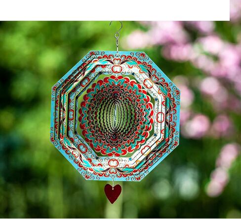 Wind Spinner Mandala Hibiscus 12 inches – 3D Stainless Steel – Laser Cut Metal Art Geometric Pattern - Hanging Wind Spinner, Kinetic Yard Art Decorations - Indoor/Outdoor Decor in Saudi Arabia