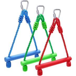 Rainbow Craft 3-Pack Kids Ninja Monkey Bars - Trapeze Swing Bars for Ninja Obstacle Course Attachments - 3pc of Blue, Red & Green Color