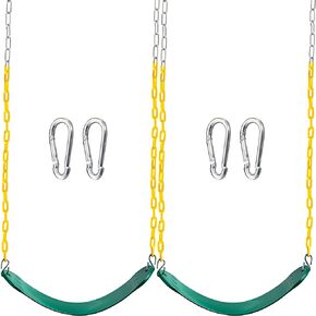 TURFEE 2 Pack Green Swing Seats Heavy Duty with 66" Chain, Swing Set Accessories Replacement with Snap Hooks for Kids Outdoor Play Playground, Trees, Playground(Green) in Saudi Arabia