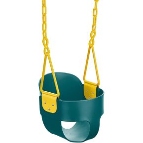 Deluxe High Back Full Bucket Toddler Swing with Exclusive Chain & Triangle Dip Pinch Protection - Blue - Squirrel Products in Saudi Arabia