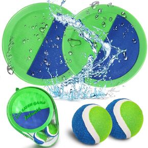 Jalunth Ball Catch Set Game Toss Paddle - Beach Toys Back Yard Pool Outdoor Lawn Games Backyard Camping Sticky Mitts Age 3 4 5 6 7 8 9 10 11 12 Years Old Boys Girls Kids Adults Family Easter Gifts in Saudi Arabia