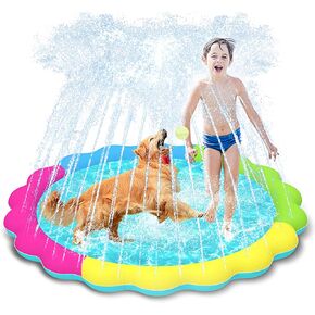 Raxurt Dog Pool, 51 Inch Splash Sprinkler Pad for Dogs Thickened Durable Upgrade Bath Pool Pet Summer Outdoor Water Toys, Blue