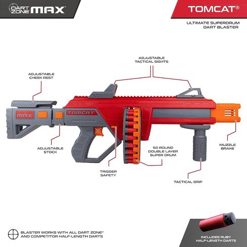 Dart Zone Max Tomcat Ultimate Superdrum Dart Blaster مجموعة مكونة من 58 قطعة in Kuwait