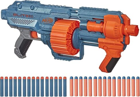 Nerf Elite 2.0 Shockwave RD-15 Dart Blaster, 30 Nerf Elite Darts, 15-Dart Rotating Drum, Kids Outdoor Toys for 8 Year Old Boys & Girls and Up in Saudi Arabia