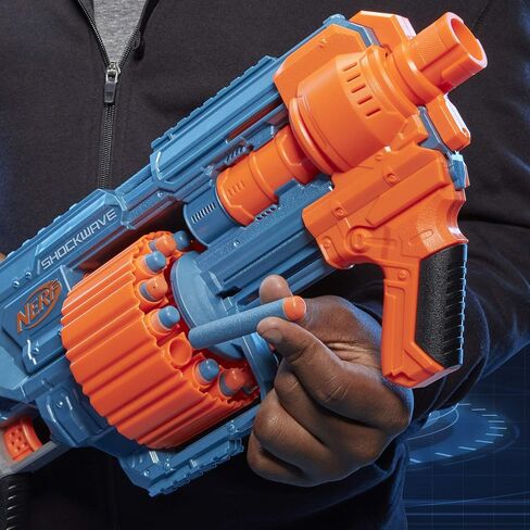 Nerf Elite 2.0 Shockwave RD-15 Dart Blaster, 30 Nerf Elite Darts, 15-Dart Rotating Drum, Kids Outdoor Toys for 8 Year Old Boys & Girls and Up in Saudi Arabia