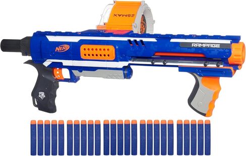 Nerf Rampage N-Strike Elite Toy Blaster with 25 Dart Drum Slam Fire & 25 Official Elite Foam Darts for Kids, Teens, & Adults (Amazon Exclusive) in Saudi Arabia