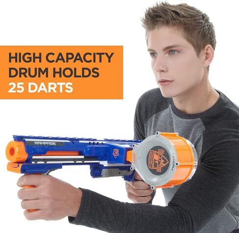 Nerf Rampage N-Strike Elite Toy Blaster with 25 Dart Drum Slam Fire & 25 Official Elite Foam Darts for Kids, Teens, & Adults (Amazon Exclusive) in Saudi Arabia