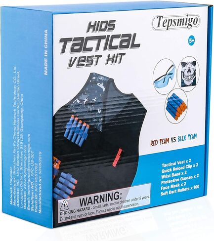 مجموعة سترة تكتيكية للأطفال من Tepsmigo مكونة من قطعتين مع إعادة ملء السهام ومشابك إعادة التحميل وقناع تكتيكي وسوار معصم ونظارات واقية والمزيد للأولاد والبنات in Kuwait