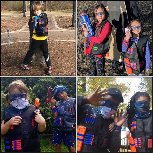 مجموعة سترة تكتيكية للأطفال من Tepsmigo مكونة من قطعتين مع إعادة ملء السهام ومشابك إعادة التحميل وقناع تكتيكي وسوار معصم ونظارات واقية والمزيد للأولاد والبنات in Kuwait