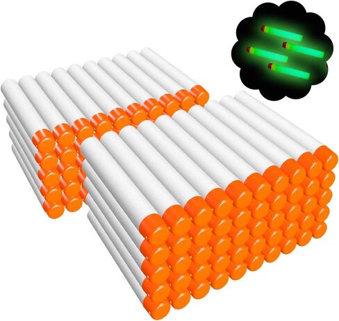 AMOSTING 100PCS Refill Darts for Nerf N Strike Elite 2.0 Series Glow in The Dark Bullets Pack – Compatible with All Elite Blasters White in Saudi Arabia