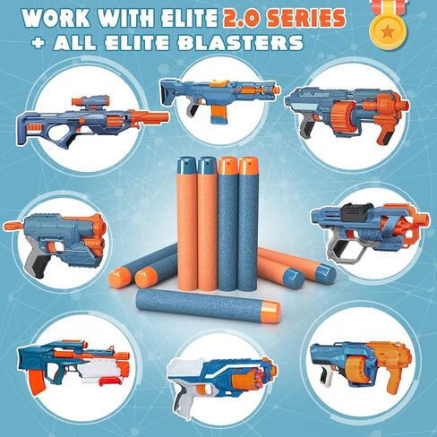 مجموعة 100 قطعة من أسهم إعادة التعبئة من AMOSTING لسلسلة Nerf N Strike Elite 2.0 المتوهجة في الظلام - متوافقة مع جميع مسدسات Elite باللون الأبيض in Kuwait