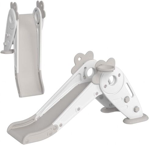 Toddler Kids Slide with Basketball Indoor Outdoor, Easy Assembly and Storage Inside Playset for Over 1 Year Old Boys Girls(White) in Saudi Arabia