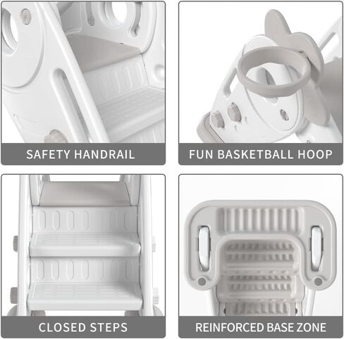 Toddler Kids Slide with Basketball Indoor Outdoor, Easy Assembly and Storage Inside Playset for Over 1 Year Old Boys Girls(White) in Saudi Arabia