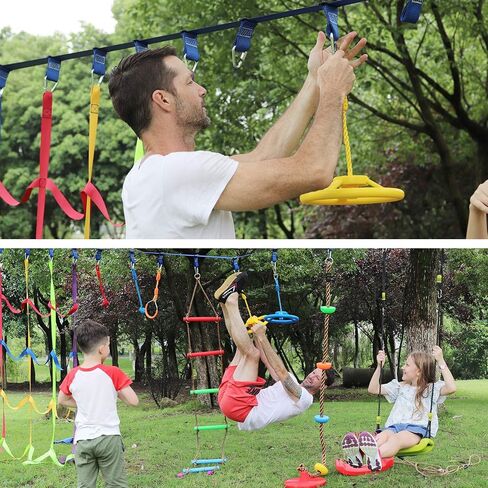 Rainbow Craft 3-Pack Kids Ninja Monkey Bars - Trapeze Swing Bars for Ninja Obstacle Course Attachments - 3pc of Blue, Red & Green Color in Saudi Arabia