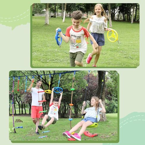Rainbow Craft 3-Pack Kids Ninja Monkey Bars - Trapeze Swing Bars for Ninja Obstacle Course Attachments - 3pc of Blue, Red & Green Color in Saudi Arabia