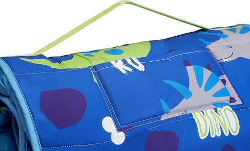 EVERYDAY KIDS Nap Mat with Removable Pillow - Roarin' Dinos - Carry Handle with Straps Closure, Rollup Design, Soft Microfiber for Preschool, Daycare, Travel Sleeping Bag - Ages 3-6 Years in Kuwait