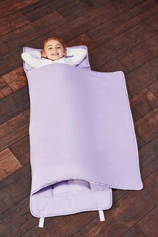 EVERYDAY KIDS Nap Mat with Removable Pillow - Roarin' Dinos - Carry Handle with Straps Closure, Rollup Design, Soft Microfiber for Preschool, Daycare, Travel Sleeping Bag - Ages 3-6 Years in Kuwait