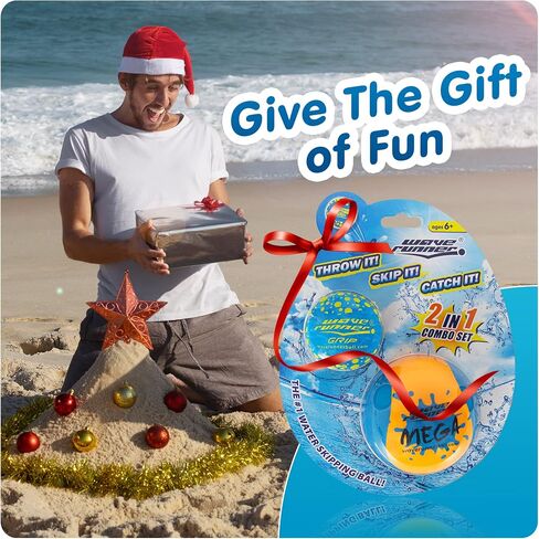 Wave Runner Soft Foam Water Skipping Ball | 2-Pack Bundle | Speed Duo Set Includes Two Water Bouncing Balls Mega Ball & Grip Ball | Great Summer Toy for Beach Swimming Pool River Lake in Saudi Arabia