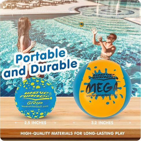 Wave Runner Soft Foam Water Skipping Ball | 2-Pack Bundle | Speed Duo Set Includes Two Water Bouncing Balls Mega Ball & Grip Ball | Great Summer Toy for Beach Swimming Pool River Lake in Saudi Arabia