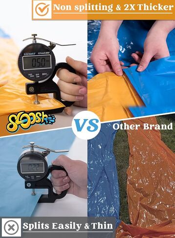 Sloosh 20ft Slip Slide 2 Person Deluxe Water Slides with 2 Boogie Boards Backyard Outdoor Waterslide 2 Sliding Racing Lanes with Sprinklers Summer Toy 20ft x 62in, Orange in Saudi Arabia