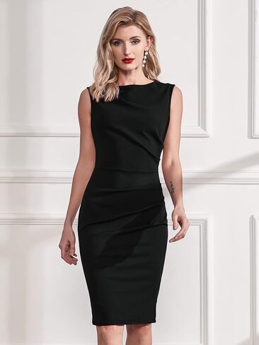 Miusol Women's Retro Ruffle Style Slim Work Pencil Dress in Saudi Arabia
