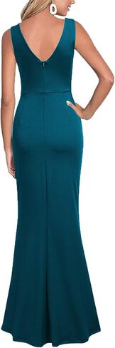 WOOSEA Women Sleeveless V Neck Split Evening Cocktail Long Dress in Saudi Arabia