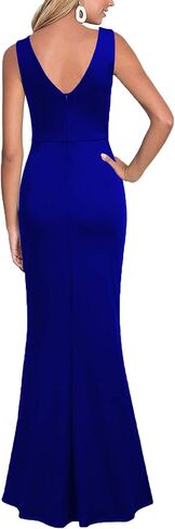 WOOSEA Women Sleeveless V Neck Split Evening Cocktail Long Dress in Saudi Arabia