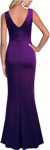 WOOSEA Women Sleeveless V Neck Split Evening Cocktail Long Dress in Saudi Arabia