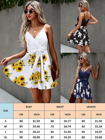 ECOWISH Womens V-Neck Spaghetti Strap Bowknot Backless Sleeveless Lace Mini Swing Skater Dress in Kuwait