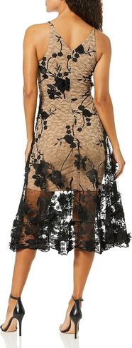 Dress the Population Women's Audrey Spaghetti Strap Midi A-line 3D Floral Dress in Saudi Arabia