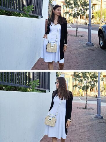HUHOT Womens Sleeveless V Neck Dress with Pocket Summer Beach Midi Flared Tank Dress in Saudi Arabia