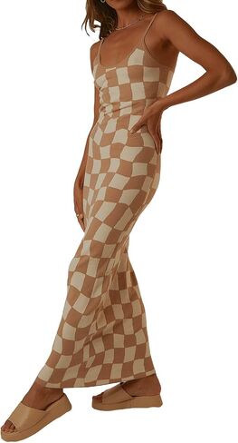 فساتين Bodycon للنساء صيفية متماسكة مجوفة مثيرة فستان ماكسي متوسط ​​الطول بدون أكمام فستان طويل in Saudi Arabia