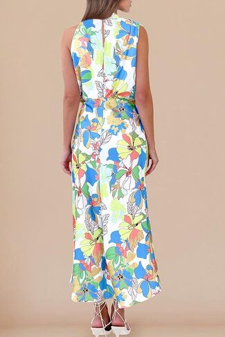 PRETTYGARDEN Women's 2023 Summer Satin Dress Elegant Sleeveless Mock Neck Cocktail Party Maxi Dresses in Kuwait