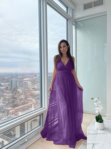 XXTAXN Women's Sexy Deep V Neck Split Cocktail Party Formal Bridesmaid Maxi Dress in Kuwait