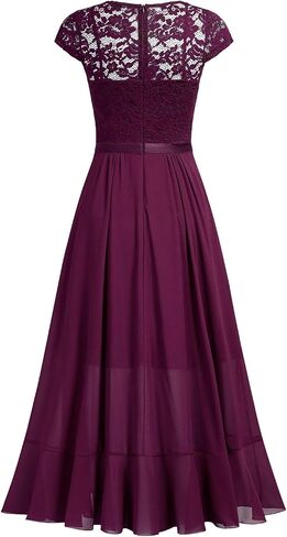 Miusol Women's V Neck Elegant Lace Ruffle Bridesmaid Maxi Dress in Saudi Arabia
