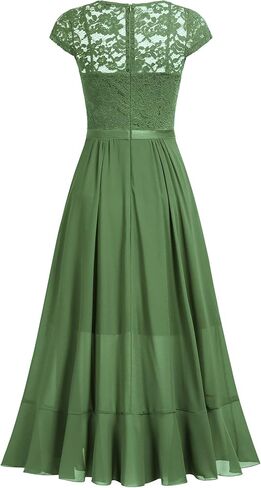 Miusol Women's V Neck Elegant Lace Ruffle Bridesmaid Maxi Dress in Saudi Arabia