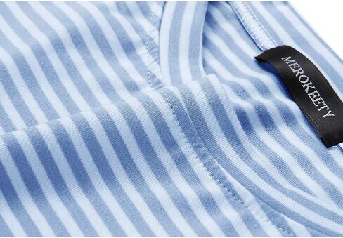 MEROKEETY Women's Summer Striped Short Sleeve T Shirt Dress Casual Tie Waist with Pockets in Saudi Arabia