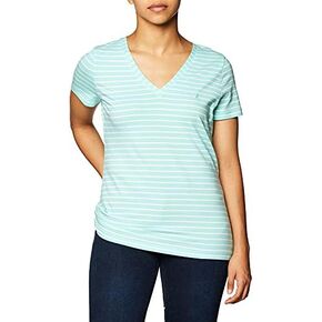 Nautica Women's Easy Comfort V-Neck Striped Supersoft Stretch Cotton T-Shirt in Kuwait