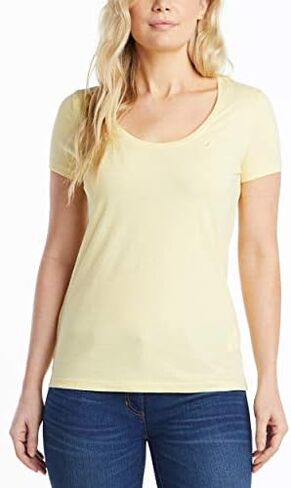 Nautica Women's Easy Comfort Scoop Neck Supersoft 100% Cotton Solid T-Shirt in Saudi Arabia