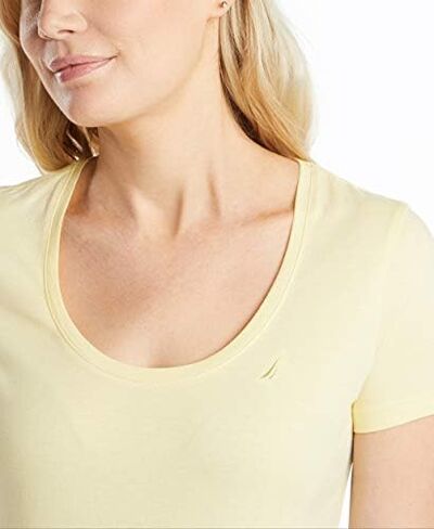 Nautica Women's Easy Comfort Scoop Neck Supersoft 100% Cotton Solid T-Shirt in Saudi Arabia