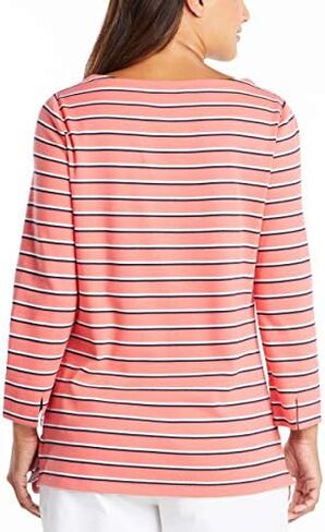Nautica Women's Boatneck 3/4 Sleeve 100% Cotton Shirt in Saudi Arabia