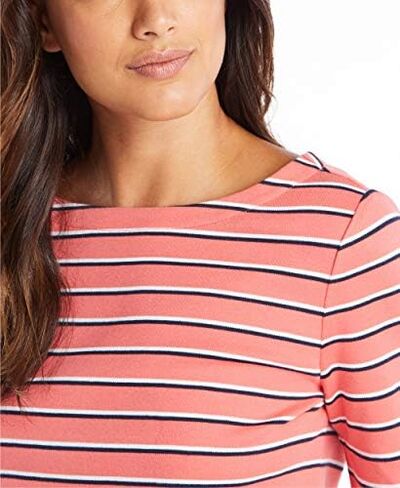 Nautica Women's Boatneck 3/4 Sleeve 100% Cotton Shirt in Saudi Arabia