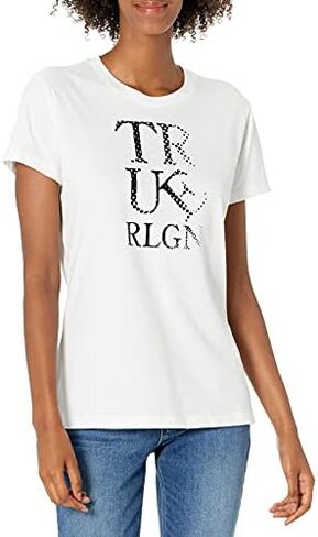 True Religion Women's Tilted Short Sleeve Crew Neck Tee in Kuwait
